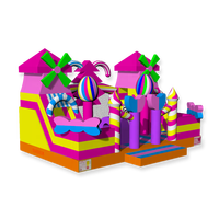 Vente en gros de videur gonflable rose pour fête d'anniversaire en plein air pour enfants Château sautant commercial Château sautant gonflable avec toboggans