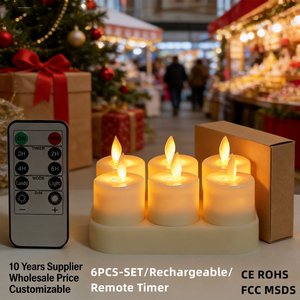 <span class=keywords><strong>Bougie</strong></span> <span class=keywords><strong>LED</strong></span> sans flamme à intensité variable avec télécommande personnalisée, effet de flamme vacillante, <span class=keywords><strong>rechargeable</strong></span>, avec station de charge, pour cadeau, supermarché - Product Image 1