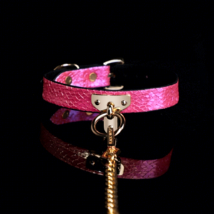 <strong>Adult</strong> SM Leather <strong>Collar</strong> with Traction Metal Chain for Women Sexy Slave BDSM Leather Choker Necklace - Product Image 1