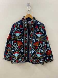 เสื้อแจ็คเก็ตโบโฮปักลายสัตว์แบบซูซานี ผ้ากำมะหยี่ ติดกระดุม บุด้วยใยฝ้ายรักษ์โลก เสื้อคลุมกิโมโนฤดูหนาว ทำด้วยมือ เหมาะเป็นของขวัญ - Product Image 1