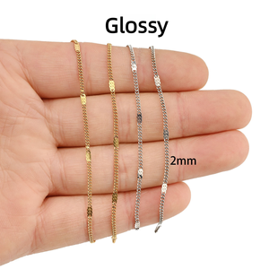 Chaîne à maillons plats Aceworks |   Chaîne fine à maillons de 2 mm en acier inoxydable plaqué or 18 carats pour la fabrication de colliers et bracelets DIY - Product Image 2