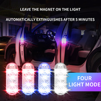 Lampe de lecture USB sans fil pour décoration intérieure de voiture Lampe stroboscopique d'ambiance LED rouge et bleue pour accessoires de voiture