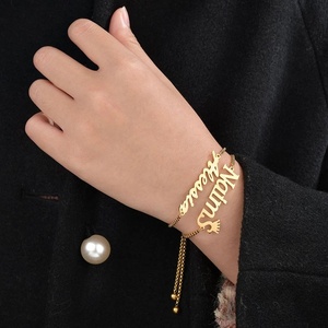 กำไลข้อมือปรับได้ ของขวัญเครื่องประดับ สร้อยแบบกล่องยืดหดได้ สำหรับผู้หญิง สลักชื่อ โลโก้ กำไลสแตนเลสสตีลแบบกำหนดเองได้ - Product Image 4
