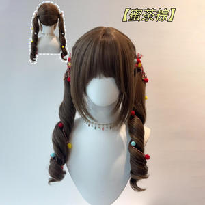 วิกผมหางม้าคู่สไตล์โลลิต้าแบบครีมมี่ ลอนยาวแบบโรมัน พร้อมหน้าม้า ไลน์ผมธรรมชาติ ครอบคลุมทั้งศีรษะ - Product Image 3