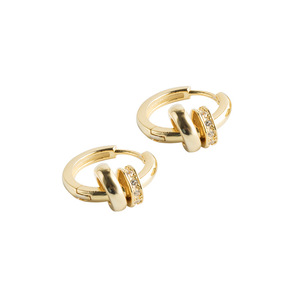 Simple joyería 18K chapado en oro de moda Hugge de pendiente de plata esterlina 925 para mujeres - Product Image 3