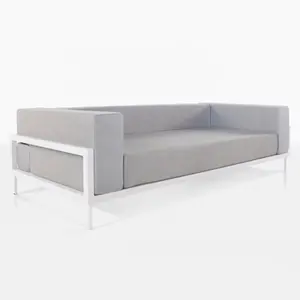 OUTDOOR MODERN ALUMINUM DEEP SEATING 3- SEATER SOFA IN WHITE