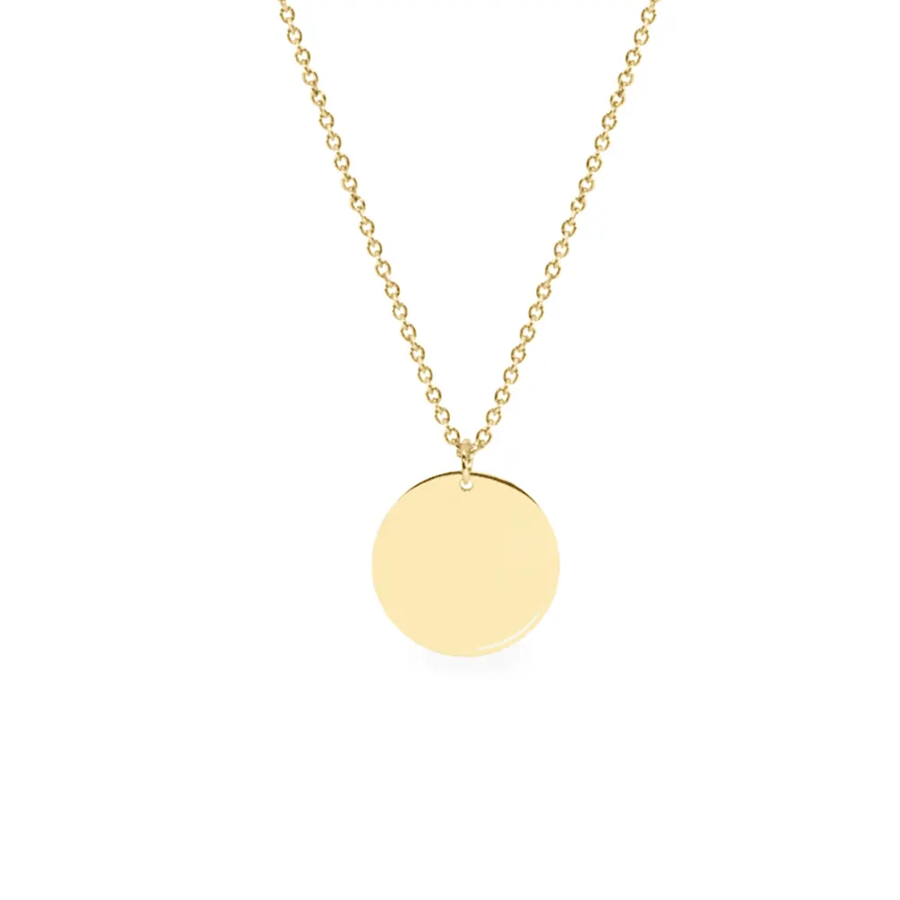 Customized Disc Coin Blank Round Necklace Women 18k Gold Plated Stainless Steel Plain Circle Pendant Necklace xp jewelry