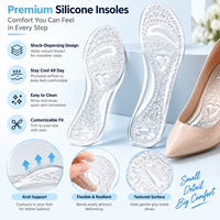 Semelles intérieures transparentes 3/4 longueur pour chaussures, doublures en gel de silicone auto-adhésives antidérapantes, coussinets réutilisables pour soulager la douleur au pied pour les escarpins
