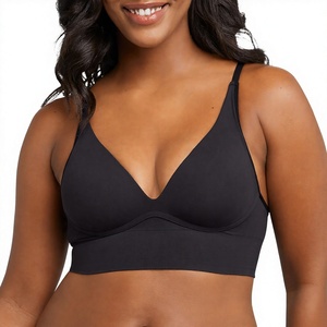 Soutien-gorge sans fil pour femme, coupe triangle, sans couture, col en V, bretelles réglables, basique pour tous les jours - Product Image 4