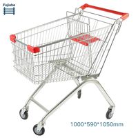 chariot de magasin en acier de poussée de main de 4roues pliant chariot de chariot à provisions chariot de marché de supermarché