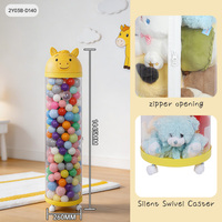 Tube de rangement pliable transparent jaune amusant en forme de tête de cheval, grande capacité, avec roulettes, pour jouets, chambre et salon, vente en gros