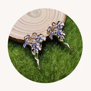 Iris-Blume Emaille-Charme für Schmuckherstellung Halskette Anhänger Ohrring Diy-Zubehör