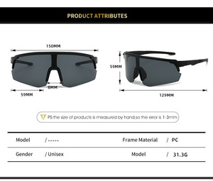 Oversized Photochromic Polarized One Piece Shield Lens Cycling Hiking Outdoor UV400 Sun Visor Custom Logo OEM Sports Sunglasses - Product Image 5