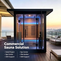 Rumah Sauna Hemlock/Cedar Merah Kanada Modern Kustom dengan Audio Bluetooth, Eksterior Logam, Tungku Sauna, Kapasitas 4 Orang, Super Tahan Air