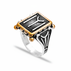 Ottoman Design Tugra Signet Square Shape Authentic <b>Men</b> 925 <b>Ring</b> Turkish Wholesale Handmade 925 Sterling <b>Silver</b> <b>for</b> <b>Men</b> - Product Image 2