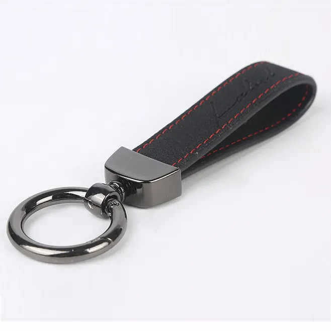 Personalized Suede Leather Men Women Universal Car Keychain Holder, with Spring Ring Buckle, Key Ring