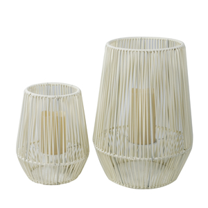 Lanterna solare del Rattan di stile della frangia della candela di <span class=keywords><strong>grandi</strong></span> dimensioni decorativa del Patio esterno impermeabile all'ingrosso della fabbrica con la struttura del ferro - Product Image 2