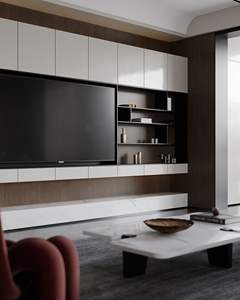 Meuble TV moderne Unité TV murale personnalisée Meuble de salon ajusté laqué blanc - Product Image 3