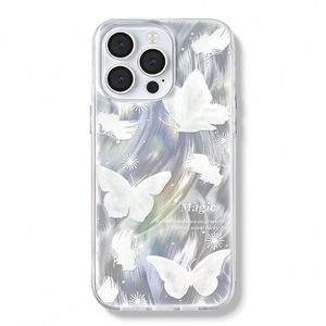 Funda de Lujo con Diseño de Mariposa Blanca para iPhone 11 12 Pro 13 14 15 16 Pro Max X XR XS Max 7 8 16 Plus 17, Fundas Protectoras Suaves a Prueba de Golpes - Product Image 1