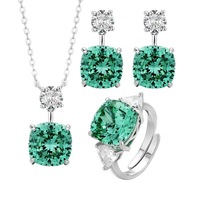 Ensemble de bijoux tendance pour femme Shi Nuo, base en laiton plaqué rhodium, pierre centrale en zircon, collier/boucles d'oreilles/bague
