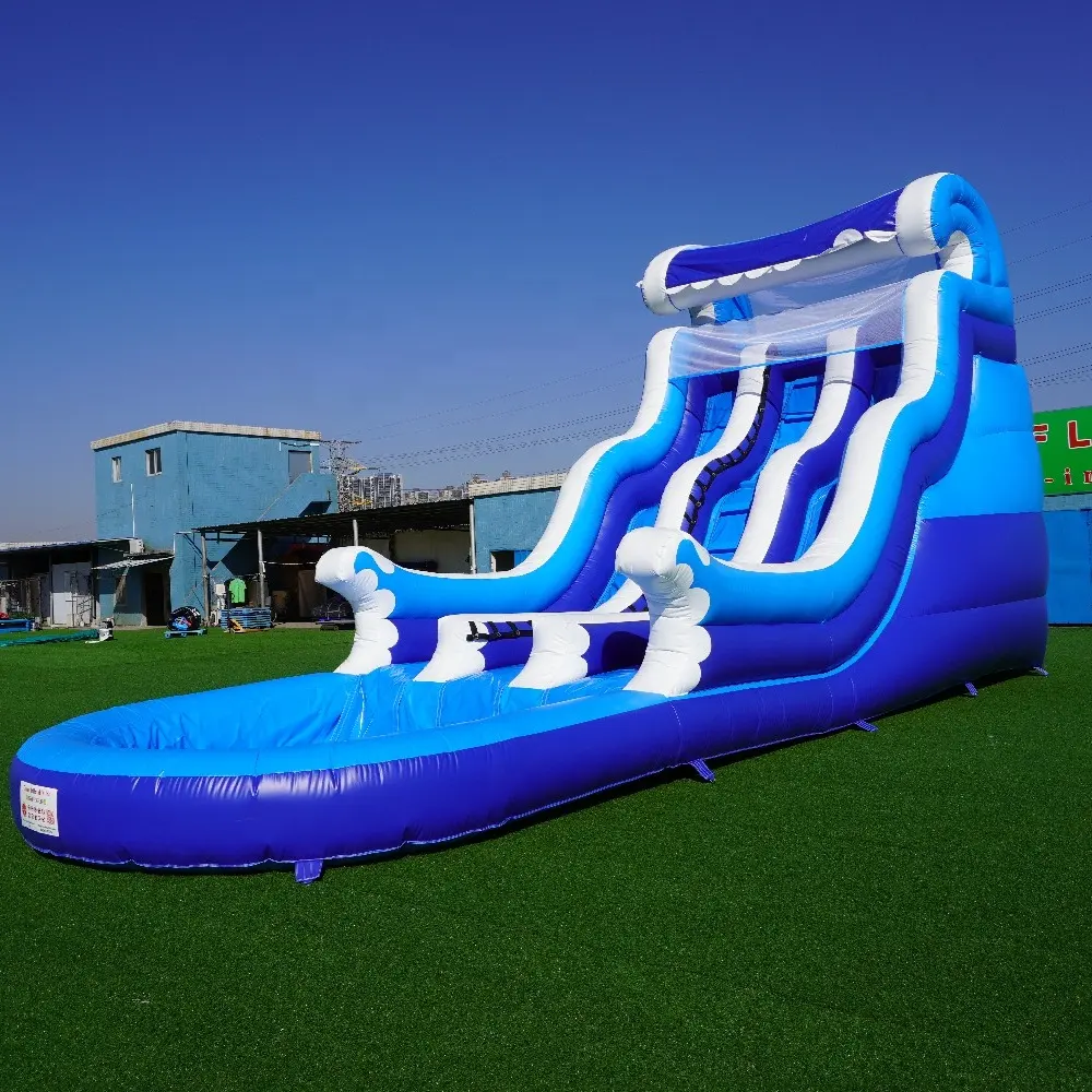 Tobogán de agua inflable para niños y adultos, Tobogán comercial de ondas grandes para piscina al aire libre