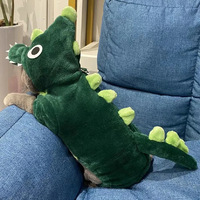 Dinosaure Design drôle hiver chien combinaison auto-chaud polaire vêtements pour animaux de compagnie avec motif solide