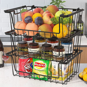 Cesta de Alambre Apilable, Cesta Colgante <span class=keywords><strong>Easylife</strong></span> para Debajo del Estante, Cestas de Pared, Contenedores de Almacenamiento de Metal para Frutas, Verduras y Cocina - Product Image 4