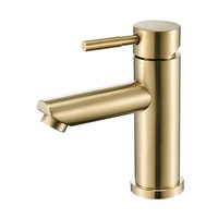 Lavabo de salle de bain moderne, pont d'évier monté en or brossé lavabo, robinet en acier inoxydable, prix bon marché