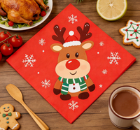 Serviettes en papier jetables imprimées avec des rennes de Noël mignons, décoration de table de Noël d'hiver, fournitures pour fête de Noël