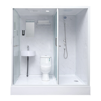 Módulo de Baño Prefabricado Integrado Todo en Uno con Marco de Aluminio, Ducha Rectangular de Aspecto Cuadrado