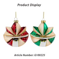 Fait à la main paillettes rouge vert géométrique Art noël verre fleur boule suspendus ornement pour noël boule de verre fête fête décor
