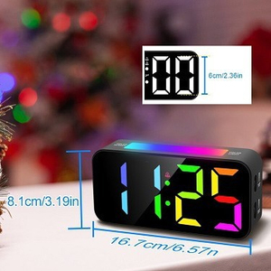 Custom Logo High Quality Wholesale RGB Color <b>LED</b> Digital Desk <b>Clock</b> Vibration Dual Alarm Snooze Table <b>Clock</b> With Night Light - Product Image 1