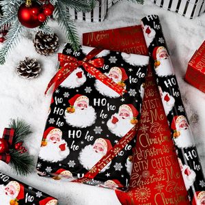Black Christmas <b>Wrapping</b> <b>Paper</b> Roll Santa Claus Design Double Side 46.8 Sq Ft Recyclable Gift Craft Packaging - Product Image 5