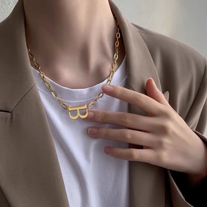 Collar de Acero Inoxidable Chapado en Oro de 18K con Letras, Estilo Vintage, para Mujer, Hip Hop, Minimalista, Cadena de Joyería Moderna - Product Image 5