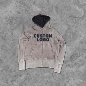 Sweat à capuche surdimensionné pour homme en tissu éponge épais délavé à l'acide avec poches, respirant et écologique - Product Image 1