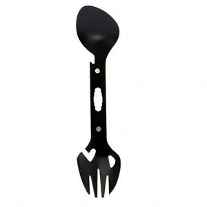 Cuillère-fourchette de camping fonctionnelle en acier inoxydable, 7 en 1, multi-usages, avec ouvre-bouteille et sifflet - Product Image 1