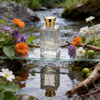 Botol Parfum Kaca Dekant Mewah Modern Bentuk Kotak Pipih 30ml 50ml 100ml, Segel Roller, Ukiran Matte Frost
