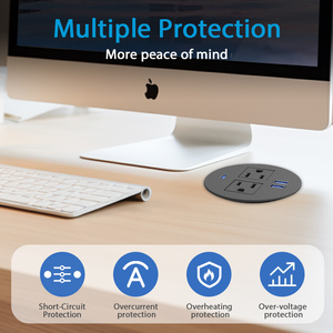 Tomacorriente <span class=keywords><strong>Empotrable</strong></span> con Tomas de Corriente Alterna y Puerto USB-C de Carga Rápida de 20W - Montaje Empotrado para Escritorio, Esencial para el Espacio de Trabajo - Product Image 4