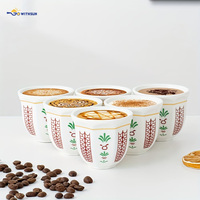 Tasse à Qahwa arabe en porcelaine octogonale de 100 ml, motif ethnique peint à la main, petite tasse Kahwa sans anse pour l'hôtellerie du Moyen-Orient