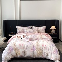 Produsen Grosir Eropa Amerika Set Sprei Empat Potong Motif Bunga Tanaman Cetak, Menyerap Kelembapan, Bernapas