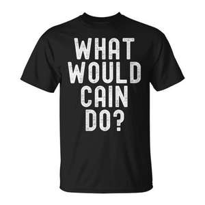 ¿Qué haría Caine? Camiseta sárdastica personalizada con nombre, unisex, para adultos, de manga corta, cuello redondo, estampada en serigrafía - Product Image 1