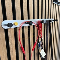 Panneau acoustique mural en bois à lattes pour l'insonorisation intérieure, accessoire sans perçage, étagère de rangement à 5 rangées avec crochets métalliques pour clés, chapeaux, serviettes, manteaux