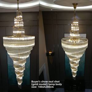 Grand lustre en cristal de campagne française Gouttes de pluie Design duplex pour cage d'escalier et salon Décoration de plafond Style villa - Product Image 5