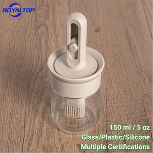 Récipient de stockage pour la cuisine, couvercle anti-fuite, pot en verre rond de 150 ml/5 oz avec brosse en silicone pour l'huile d'olive, le miel, la confiture - Product Image 5