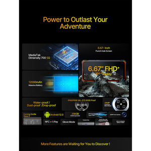 Phonemax P10 สมาร์ทโฟนเกมมิ่ง 5G ทนทาน ระบบปฏิบัติการ Android 12 แบตเตอรี่ 12000mAh หน่วยความจำ 12GB+256GB รองรับ NFC หน้าจอ 6.67 นิ้ว กล้องหลัง 48MP มาตรฐานกันน้ำกันฝุ่น IP68 หน้าจอ LCD สแกนลายนิ้วมือ - Product Image 3