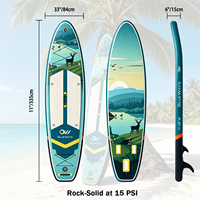 Planche de SUP gonflable multi-usage 11 pieds x 33 pouces, planche de paddle récréative antidérapante avec pompe et aileron pour la navigation en lac et le croisement