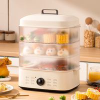 Cuiseur vapeur carré en plastique facile à utiliser 18L grande capacité 3 pneus cuiseurs vapeur électriques pour la cuisine