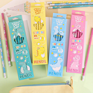 Ensemble de crayons à <span class=keywords><strong>dessin</strong></span> et à écrire pour enfants avec motif de dinosaure créatif, crayons en bois 2B mignons de <span class=keywords><strong>dessin</strong></span> animé avec <span class=keywords><strong>gomme</strong></span> - Product Image 1