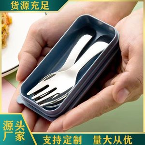 Cuchara de acero inoxidable, tenedor de mango corto, cuchara redonda, cuchara para postre, tenedor, cuchara para estudiantes, juego de cucharas, vajilla portátil para exteriores - Product Image 1
