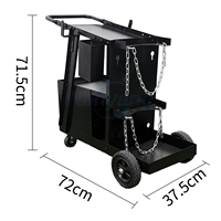 Chariot de soudage en acier à 3 niveaux, 2 tiroirs, 2 chaînes en zinc, chariot de soudeur MIG universel à roulettes, roues de 6 pouces